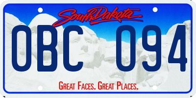 SD license plate 0BCO94