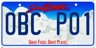 SD license plate 0BCP01