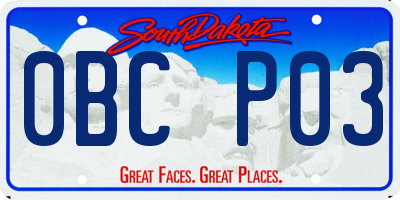 SD license plate 0BCP03