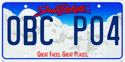 SD license plate 0BCP04