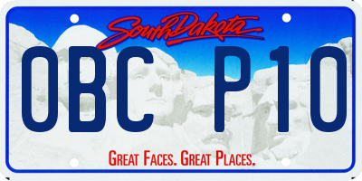SD license plate 0BCP10