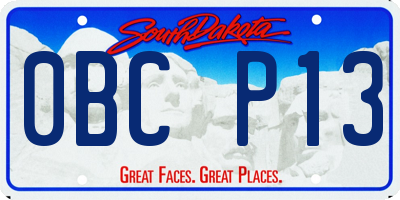 SD license plate 0BCP13
