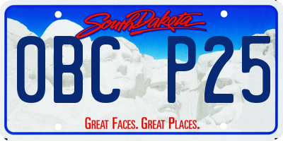 SD license plate 0BCP25