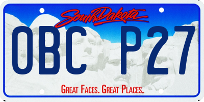 SD license plate 0BCP27