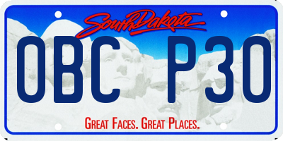 SD license plate 0BCP30