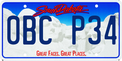 SD license plate 0BCP34