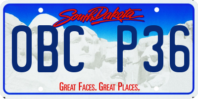 SD license plate 0BCP36