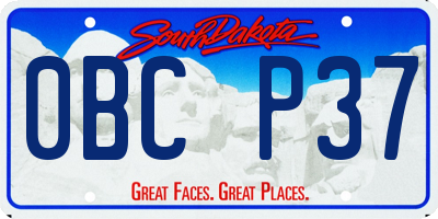 SD license plate 0BCP37