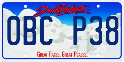 SD license plate 0BCP38