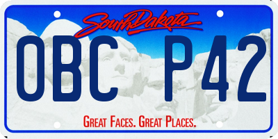 SD license plate 0BCP42