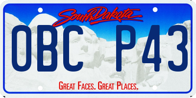 SD license plate 0BCP43