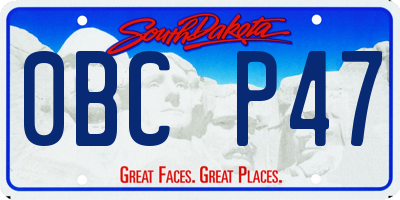 SD license plate 0BCP47