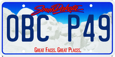 SD license plate 0BCP49