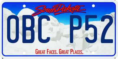 SD license plate 0BCP52