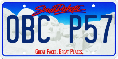 SD license plate 0BCP57