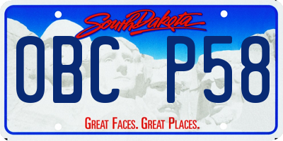 SD license plate 0BCP58