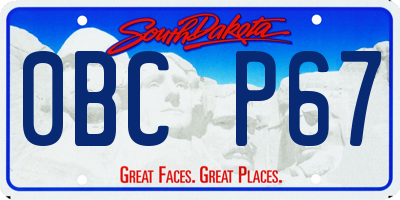 SD license plate 0BCP67