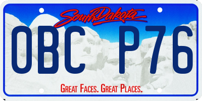 SD license plate 0BCP76