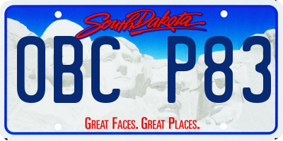 SD license plate 0BCP83