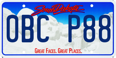 SD license plate 0BCP88