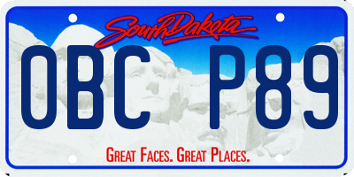 SD license plate 0BCP89
