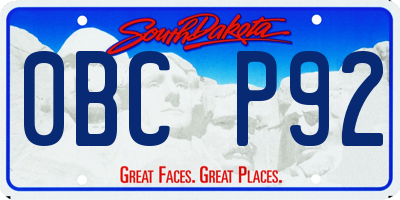 SD license plate 0BCP92