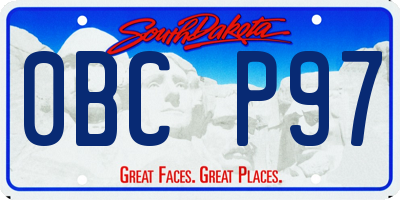SD license plate 0BCP97