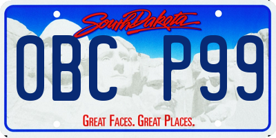 SD license plate 0BCP99