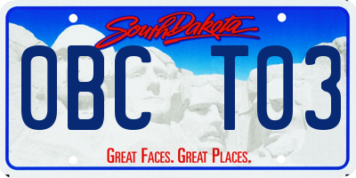 SD license plate 0BCT03