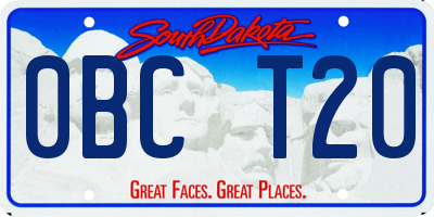 SD license plate 0BCT20