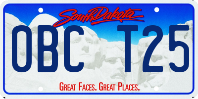 SD license plate 0BCT25