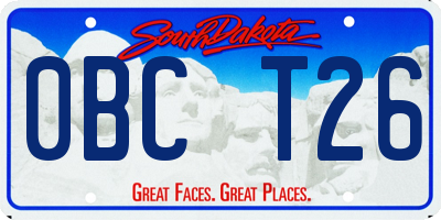 SD license plate 0BCT26