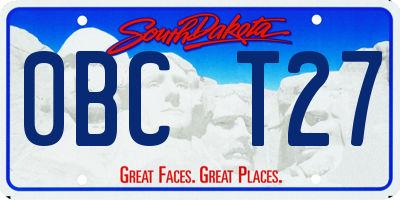 SD license plate 0BCT27