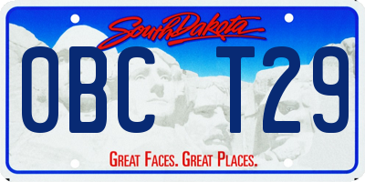 SD license plate 0BCT29