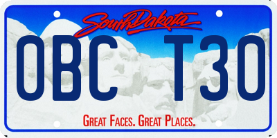 SD license plate 0BCT30