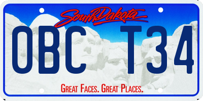 SD license plate 0BCT34
