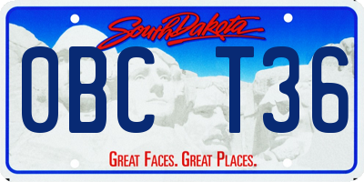 SD license plate 0BCT36