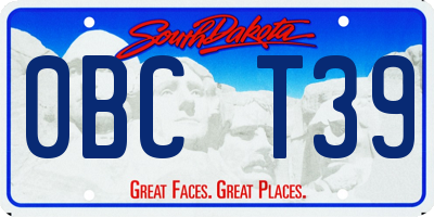 SD license plate 0BCT39