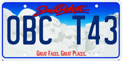 SD license plate 0BCT43