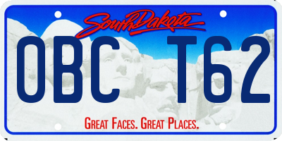 SD license plate 0BCT62