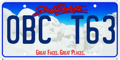 SD license plate 0BCT63