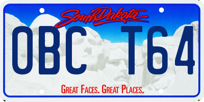 SD license plate 0BCT64