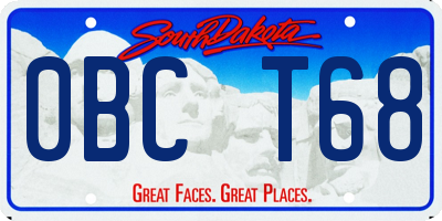 SD license plate 0BCT68