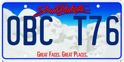 SD license plate 0BCT76