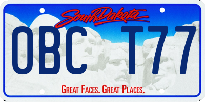 SD license plate 0BCT77