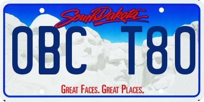 SD license plate 0BCT80