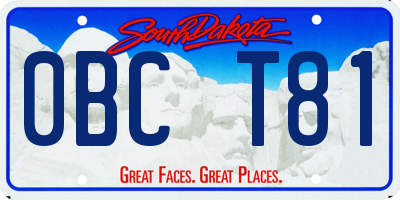 SD license plate 0BCT81