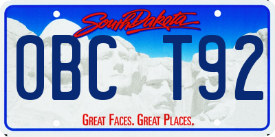 SD license plate 0BCT92