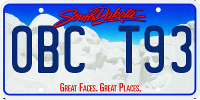 SD license plate 0BCT93