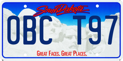 SD license plate 0BCT97